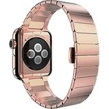 Curea iUni compatibila cu Apple Watch 1/2/3/4/5/6, 44mm, Link Bracelet, Otel Inoxidabil, Rose Gold